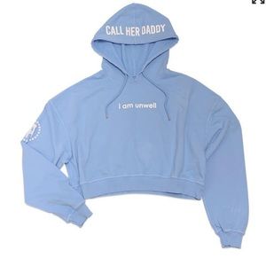 CHD I am unwell Blue Cropped Hoodie Barstool Sports #88